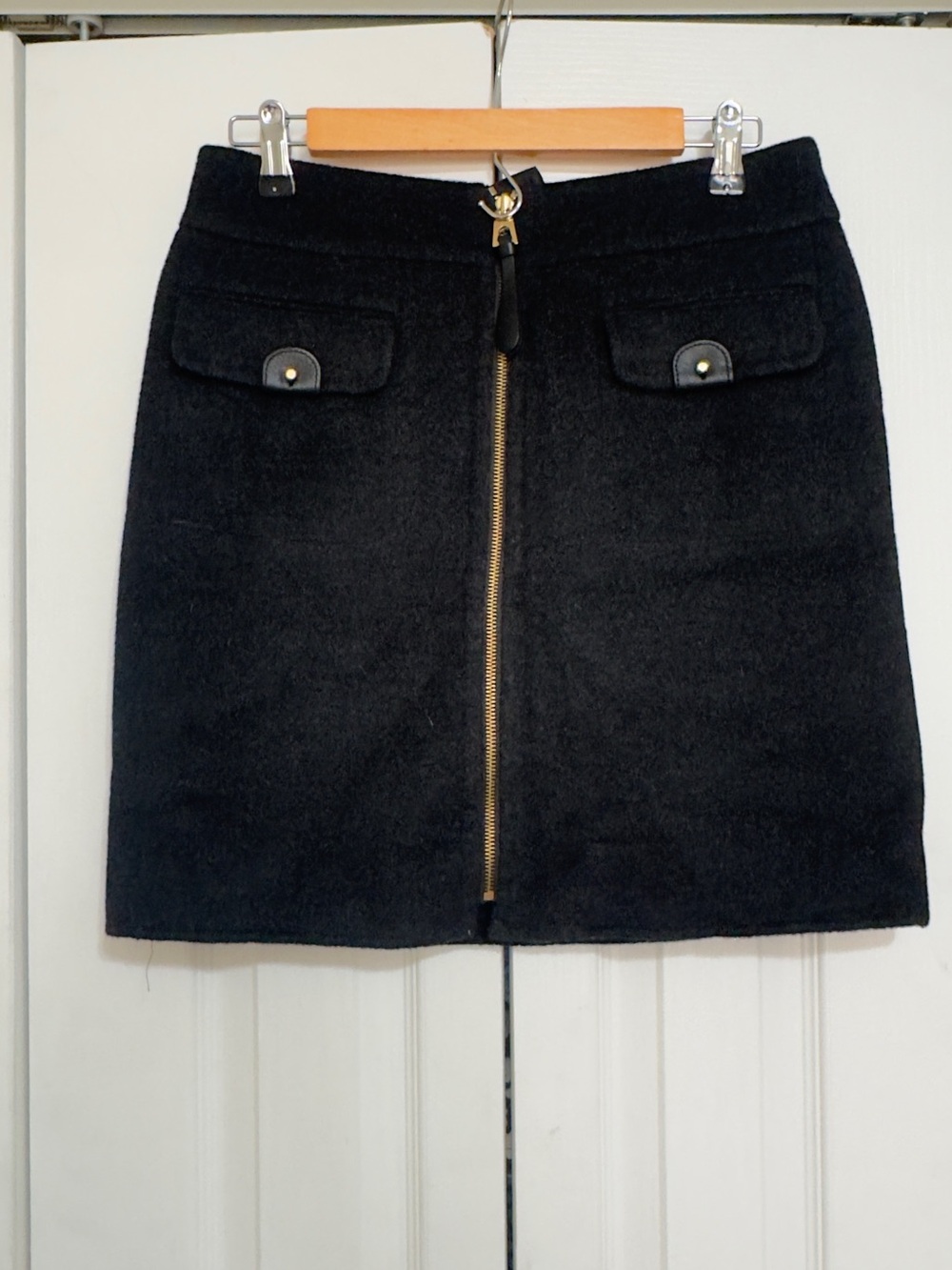 Per Se Black Mini Skirt with Center Gold Zip
